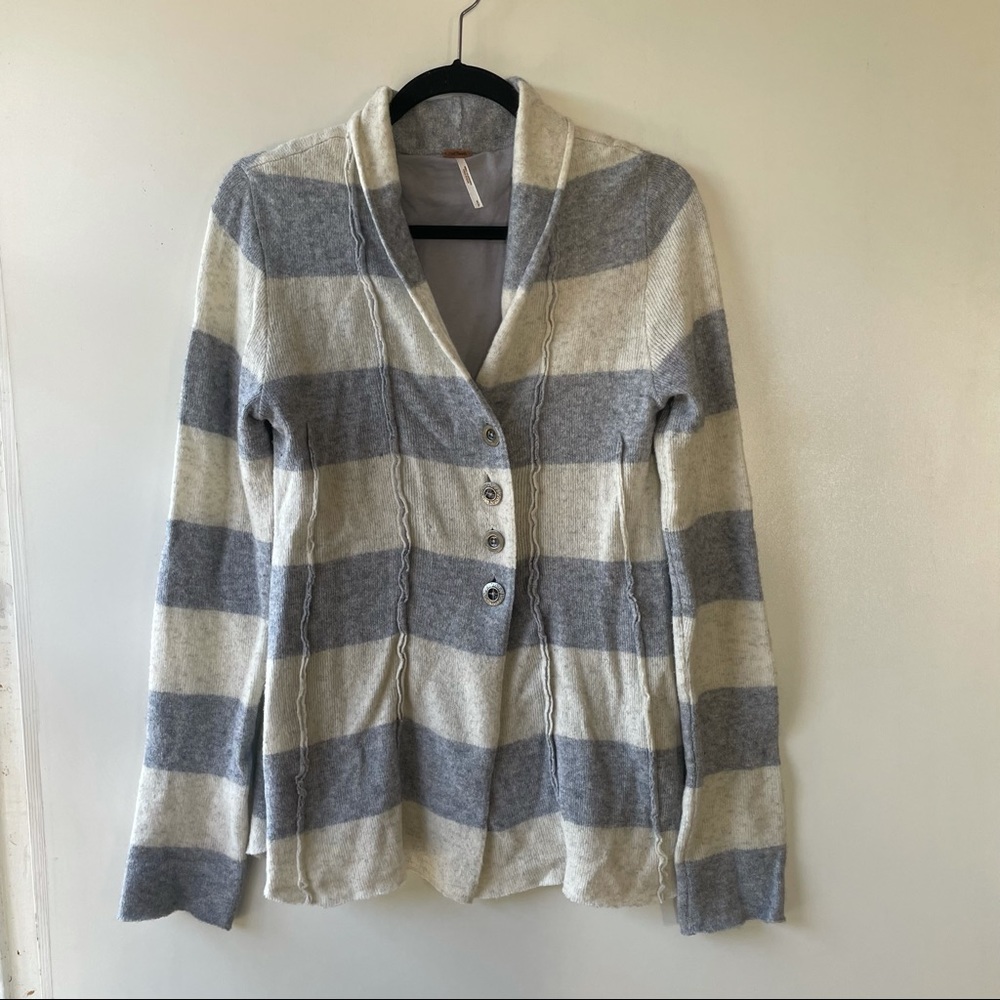 Free People Blue Striped Wool/ Angora blend Cardigan